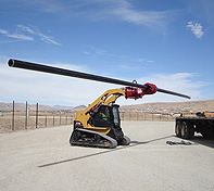 Heavy Duty Pole Setter, the operator can pick up a pole on the ground, or on a trailer, and rotate up to the vertical.